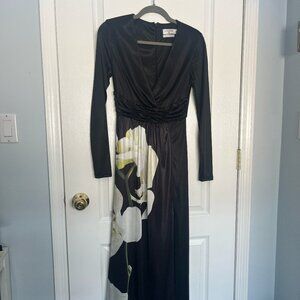 VGUC Altuzarra for Target Women's Floral Print V-Neck Black Maxi Dress, Size XS